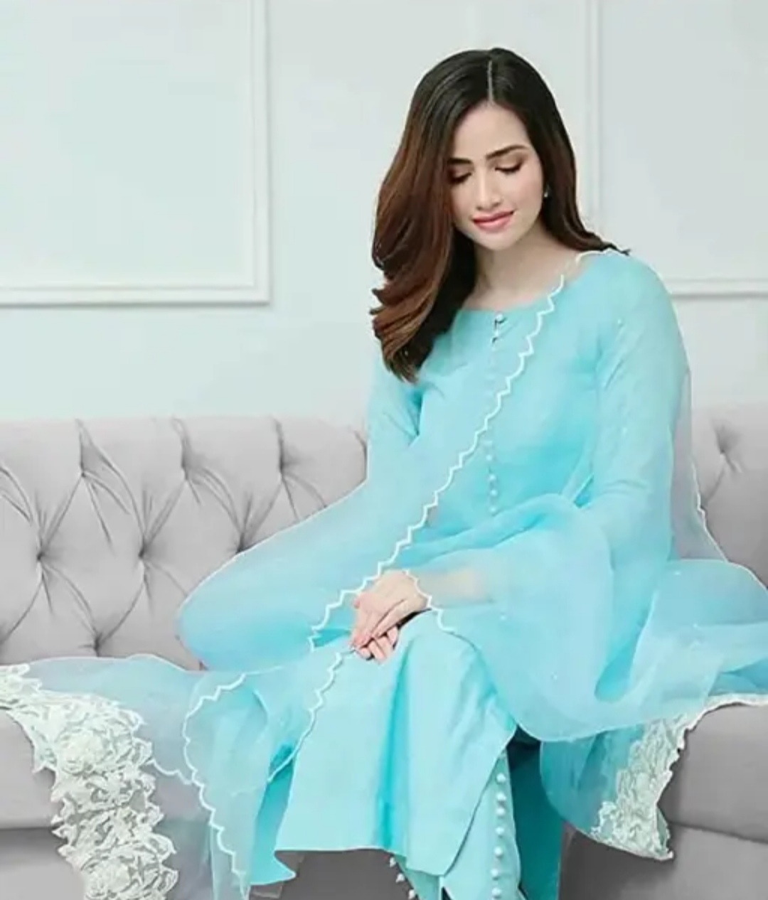 Kurta set With Dupatta Light Blue JME 01 - Image 2