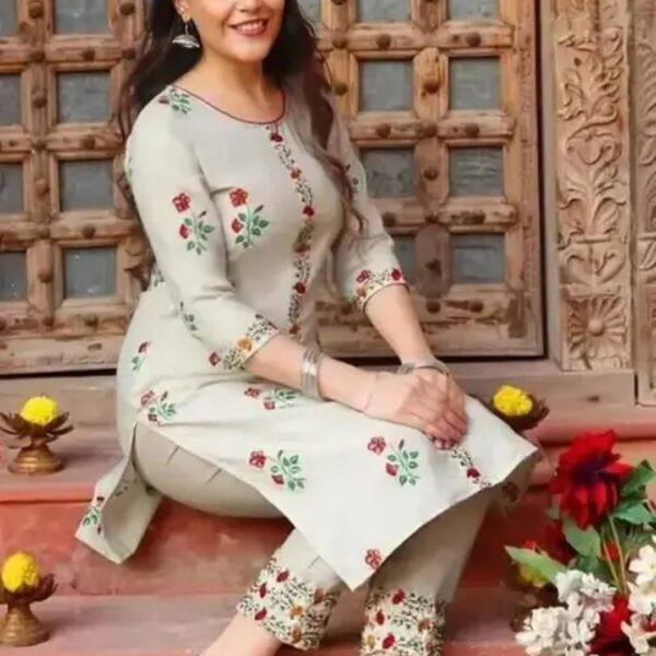 Grey Embroidered Kurta Set JME 20