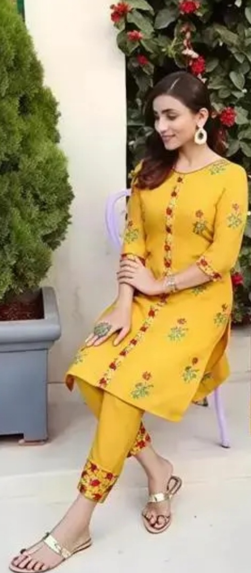 Yellow Embroidered Kurta Set JME 19