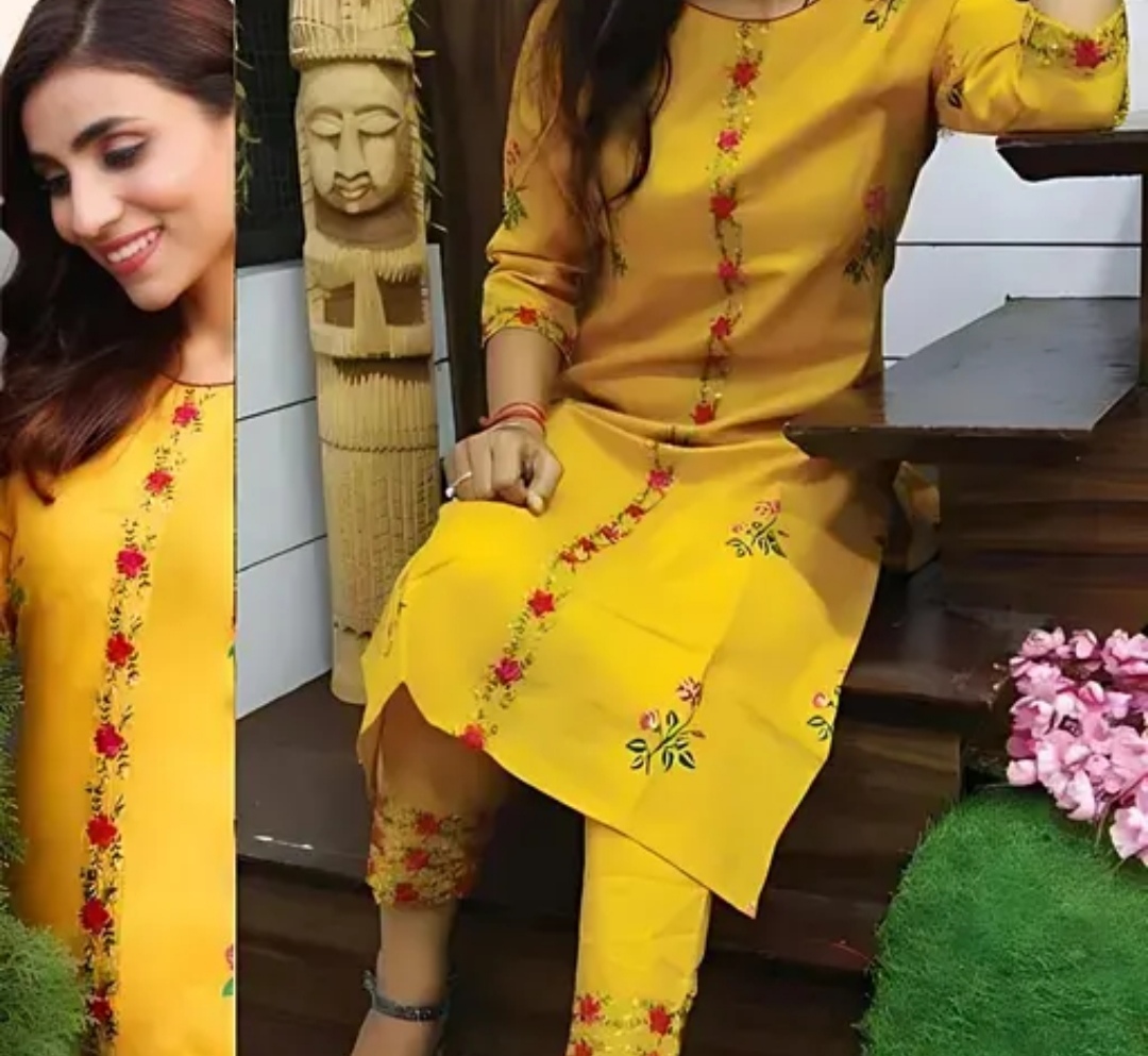 Yellow Embroidered Kurta Set JME 19 - Image 3
